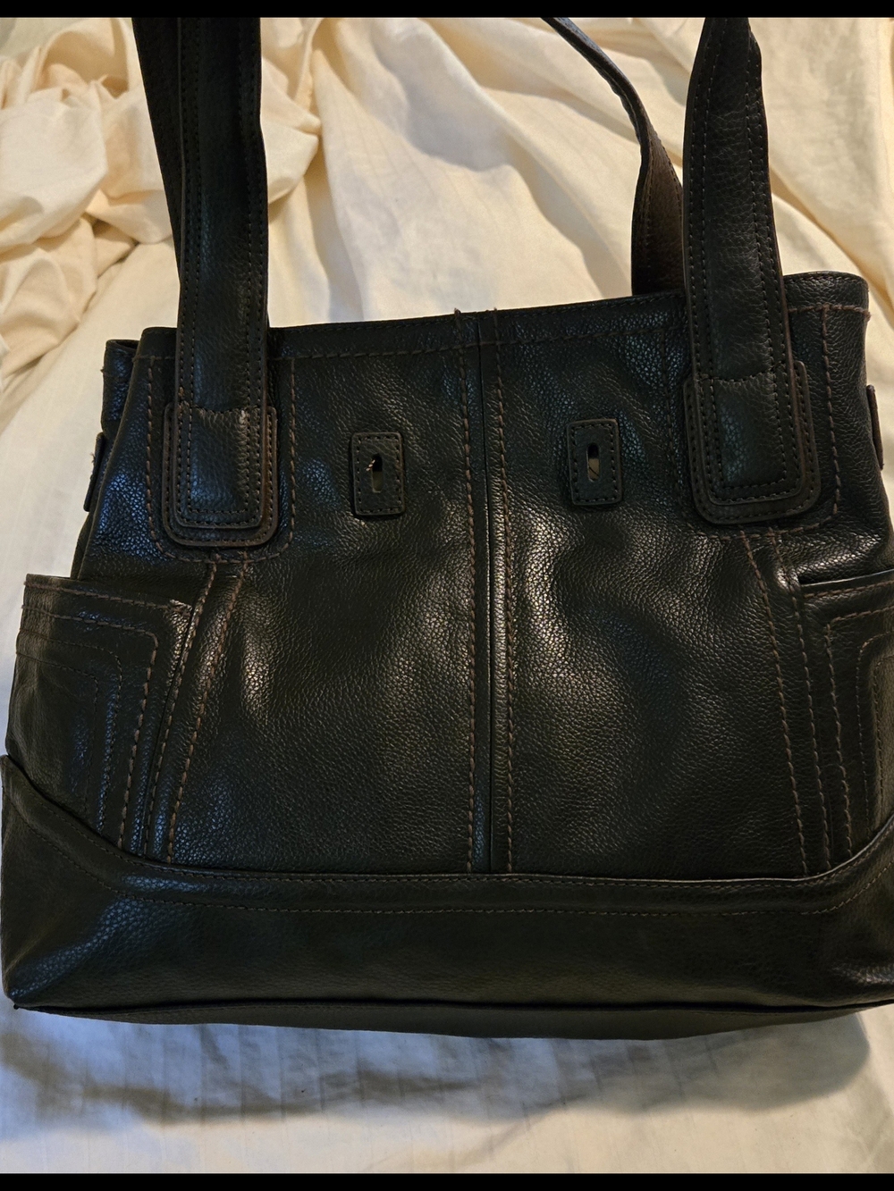 Tignanello Dark Brown Leather Tote Shoulder Bag
